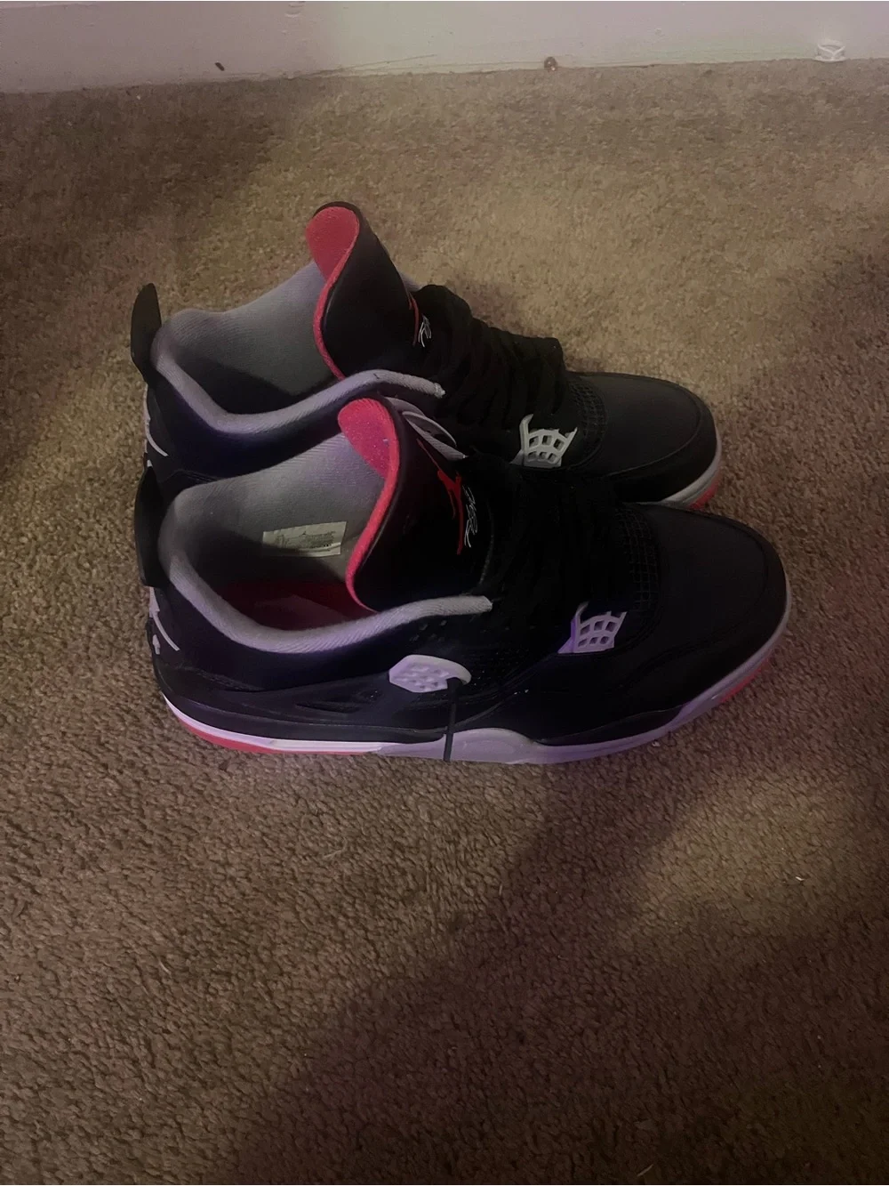 Air Jordan Mens' Retro 4 Basketball Shoes - Black/Red